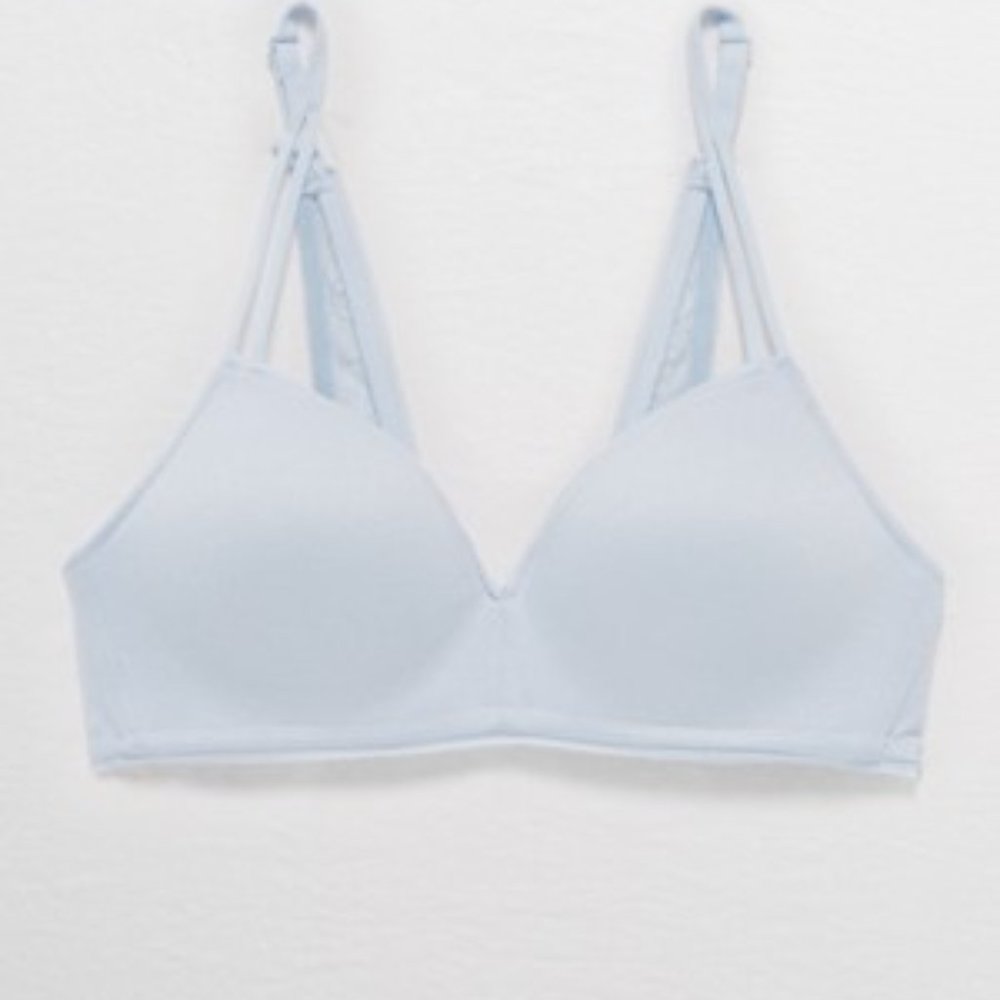 Aerie Real Happy Wireless Push Up Bra in eyelet blue 34DD